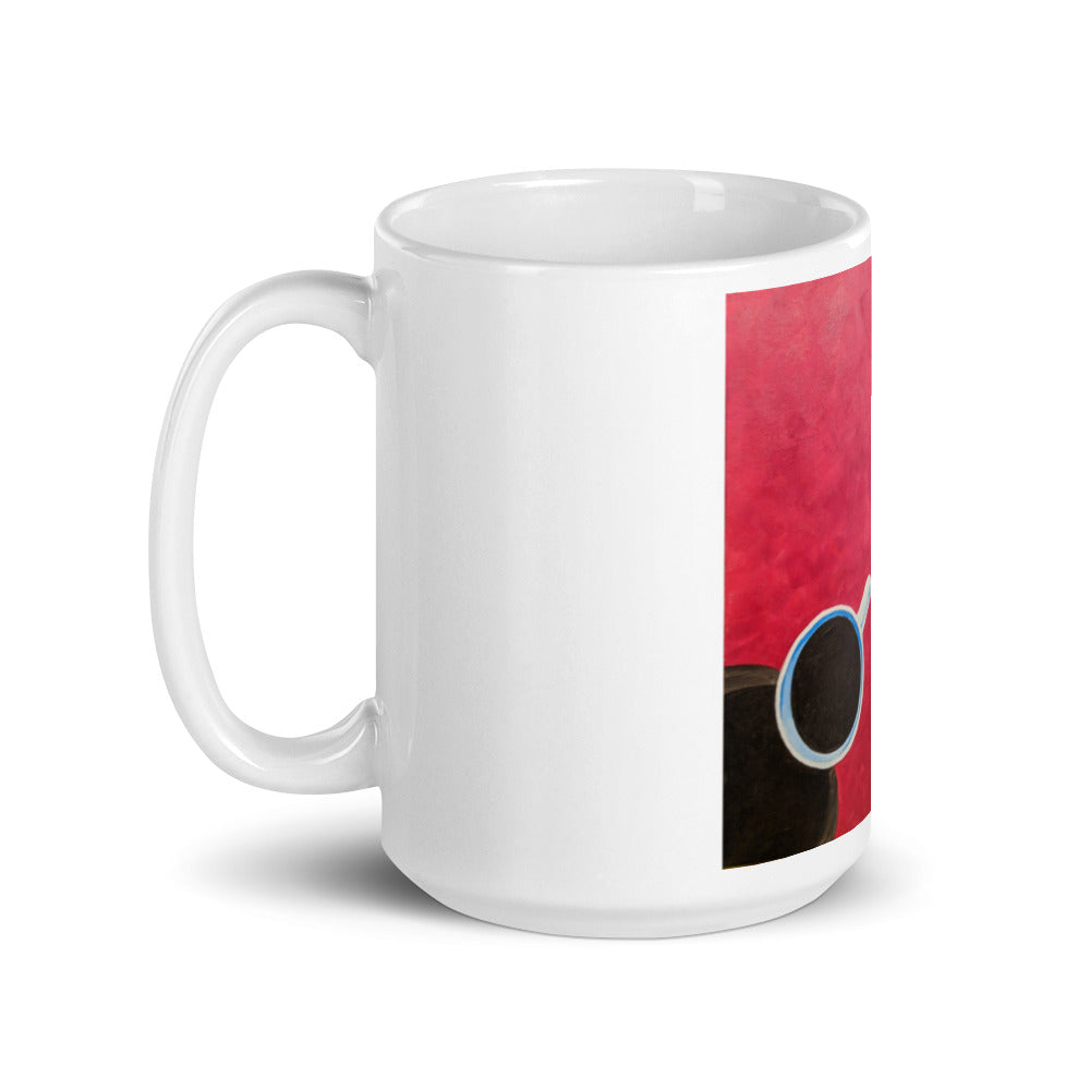 Black coffee, red table mug